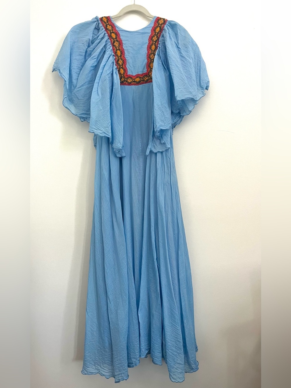 The Hippie Shake Bluebird sky blue maxi dress with crochet details